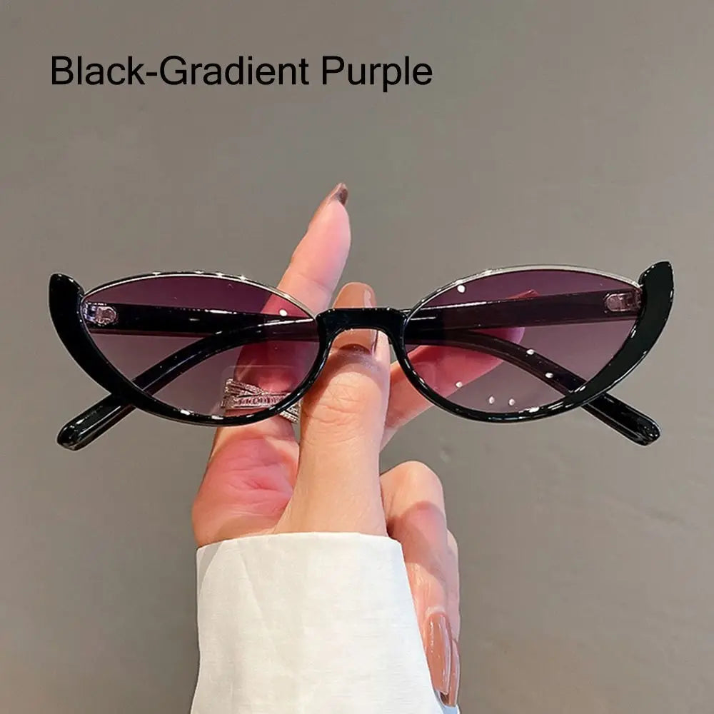 New Retro Small Cat Eye Sunglasses Trendy Half-frame Sun Glasses Women Men Luxury Cycling Eyewear Fashion Vintage Shades