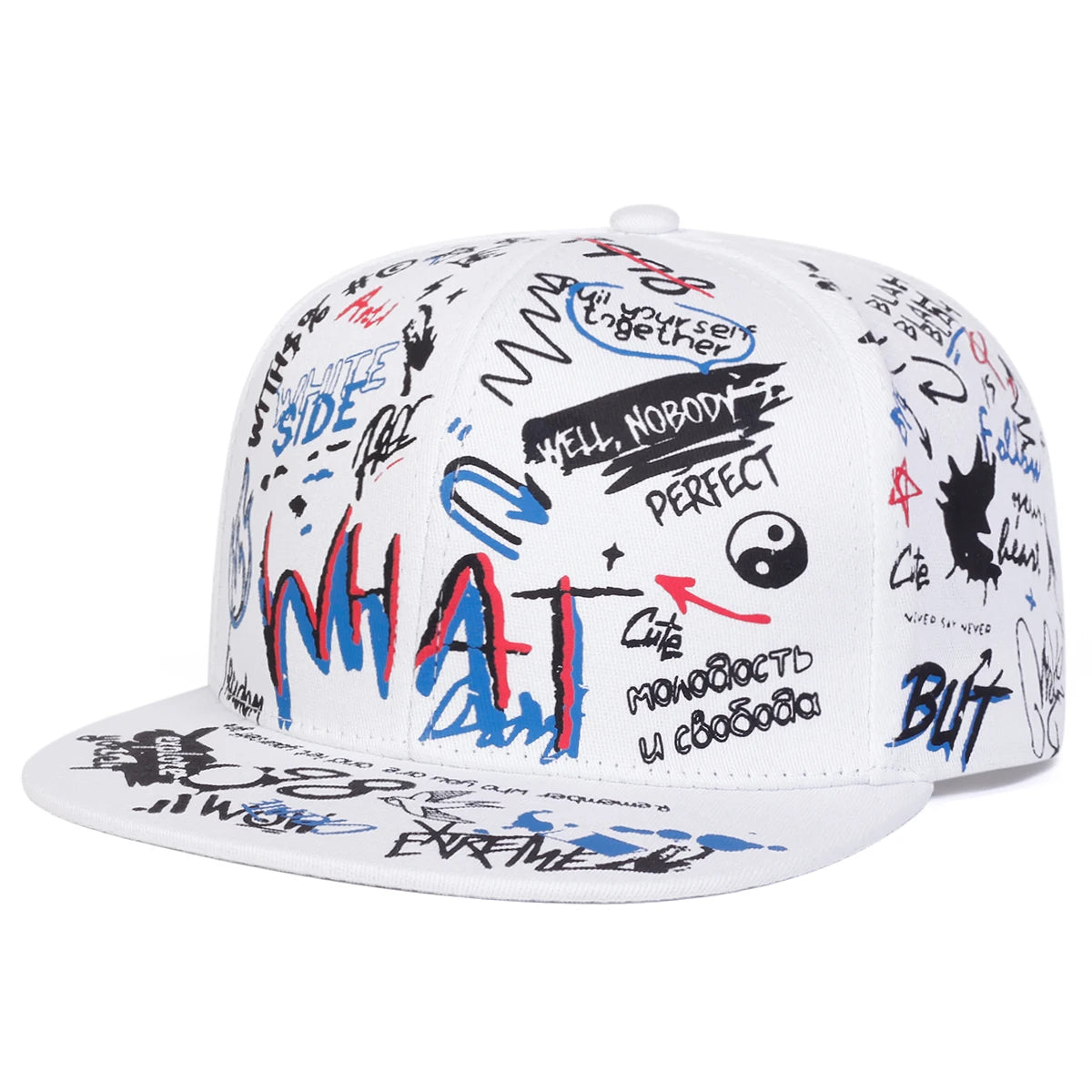 Unisex WHAT Graffiti Printing Hip-hop Hats Spring Autumn Outdoor Adjustable Casual Baseball Caps Sunscreen Hat