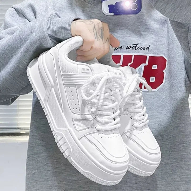 High Quality Men's Sneakers Solid color Fashion Casual Shoes Comfortable Lace Up Platform Shoes Outdoor Walking Vulcanize Shoes