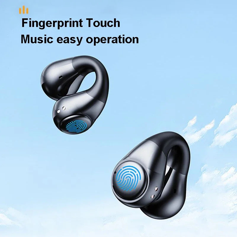 سماعات أذن TWS Bluetooth 5.3 بمشبك سماعة رأس لاسلكية مع ميكروفون سماعات أذن رياضية ستيريو عالية الدقة لهاتف iPhone وXiaomi