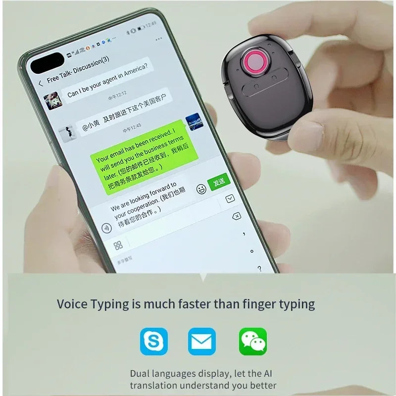 Mini Voice Translator Device Voice toText Real-time Chat Bluetooth Online Translator AI Smart Talkie Multi Language Simultaneous