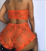 Woman Sexy Lingeries Lace Two Pcs Bra Set Babydoll Panty Underwear Bodysuit Nightwear Women Lace Beauty Back Sexy Underwear Set