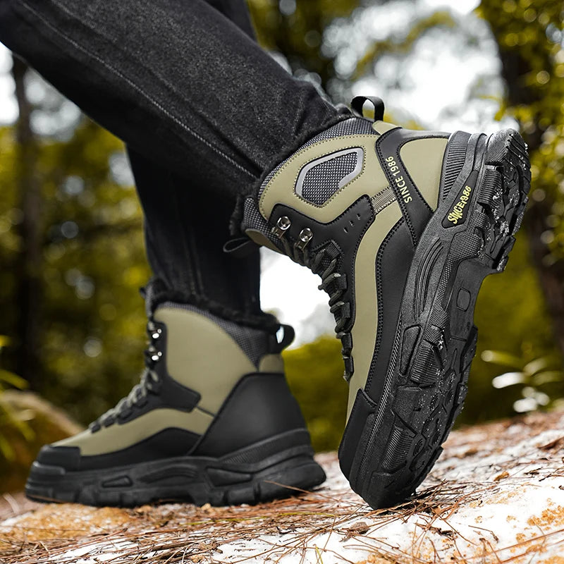 Men Winter 2024 New High Cut Thick Soled Wear-resistant Men's Outdoor High-quality Sneakers Short Boots Retro Workwear Boots