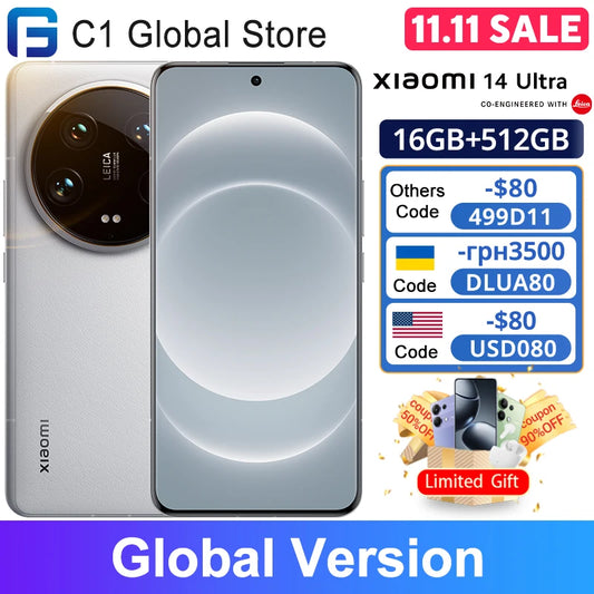 Global Version Xiaomi 14 Ultra CellPhones Snapdragon® 8 Gen 3 120Hz 6.73" AMOLED Display IP68 Leica quad camera 90W HyperCharge