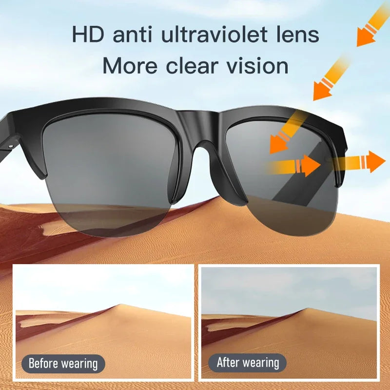 Bluetooth Men's Glasses Smart Audio Wireless Earphones Outdoor UV Protection Multi Functional Sunglasses For Electric Scooter