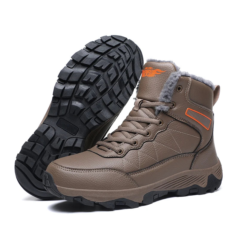 NeW Men Winter Snow Boots For Waterproof Leather Sneakers Super Warm Men's Boots Outdoor Male Hiking Boots Work Shoes Size 39-48