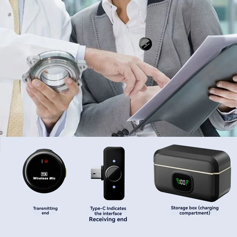 2024 New Button type wireless lavalier microphone with charging compartment, outdoor live streaming equipment, noise reduction