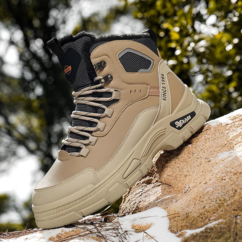 Men Winter 2024 New High Cut Thick Soled Wear-resistant Men's Outdoor High-quality Sneakers Short Boots Retro Workwear Boots
