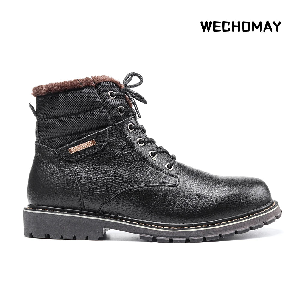 Men Boots Non-Slip Genuine Leather Comfortable Top Quality Warm Snow Boots Men