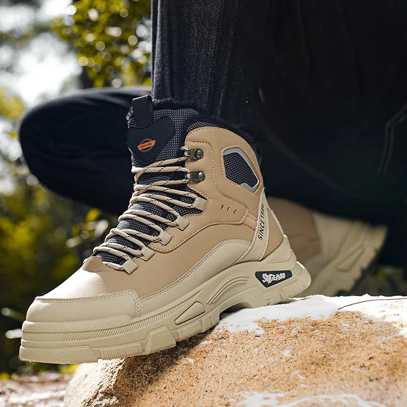 Men Winter 2024 New High Cut Thick Soled Wear-resistant Men's Outdoor High-quality Sneakers Short Boots Retro Workwear Boots