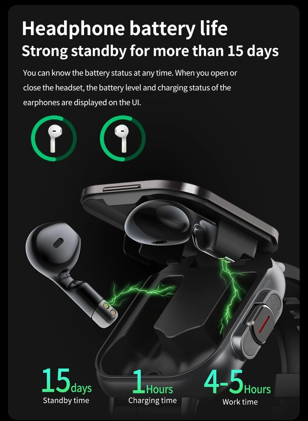2-In-1 Smart Watch Built In Ear Phone For  Motorola RAZR 50 Oppo Reno7 SE 5G VIVO V29 Men 2" Fitness Make Call Nfc Music Control