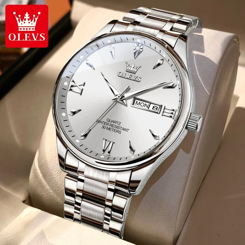 OLEVS Top Brand Couple watch Calendar Waterproof Luminous Quartz Watch for Men's and Lady's Original Fashion Lover's Watches