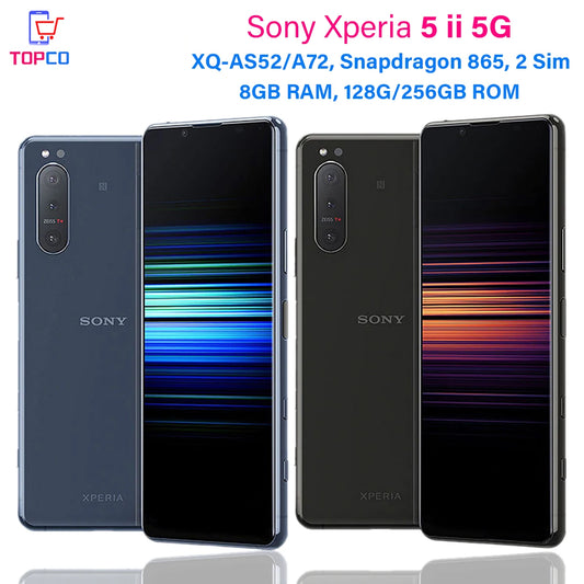 Sony Xperia 5 II 5ii 5G XQ-AS52/AS72 128GB/256GB ROM Dual Sim 6.1" Snapdragon865 Octa Core Triple Cameras 8GB Unlocked Cellphone