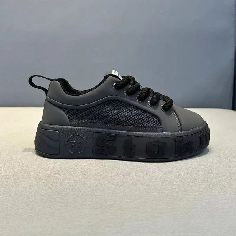 Sneakers Casual Men Designer White Shoes Fashion Microfiber Leather Fabric Breathable Height Increased Flat Platform Board Shoes