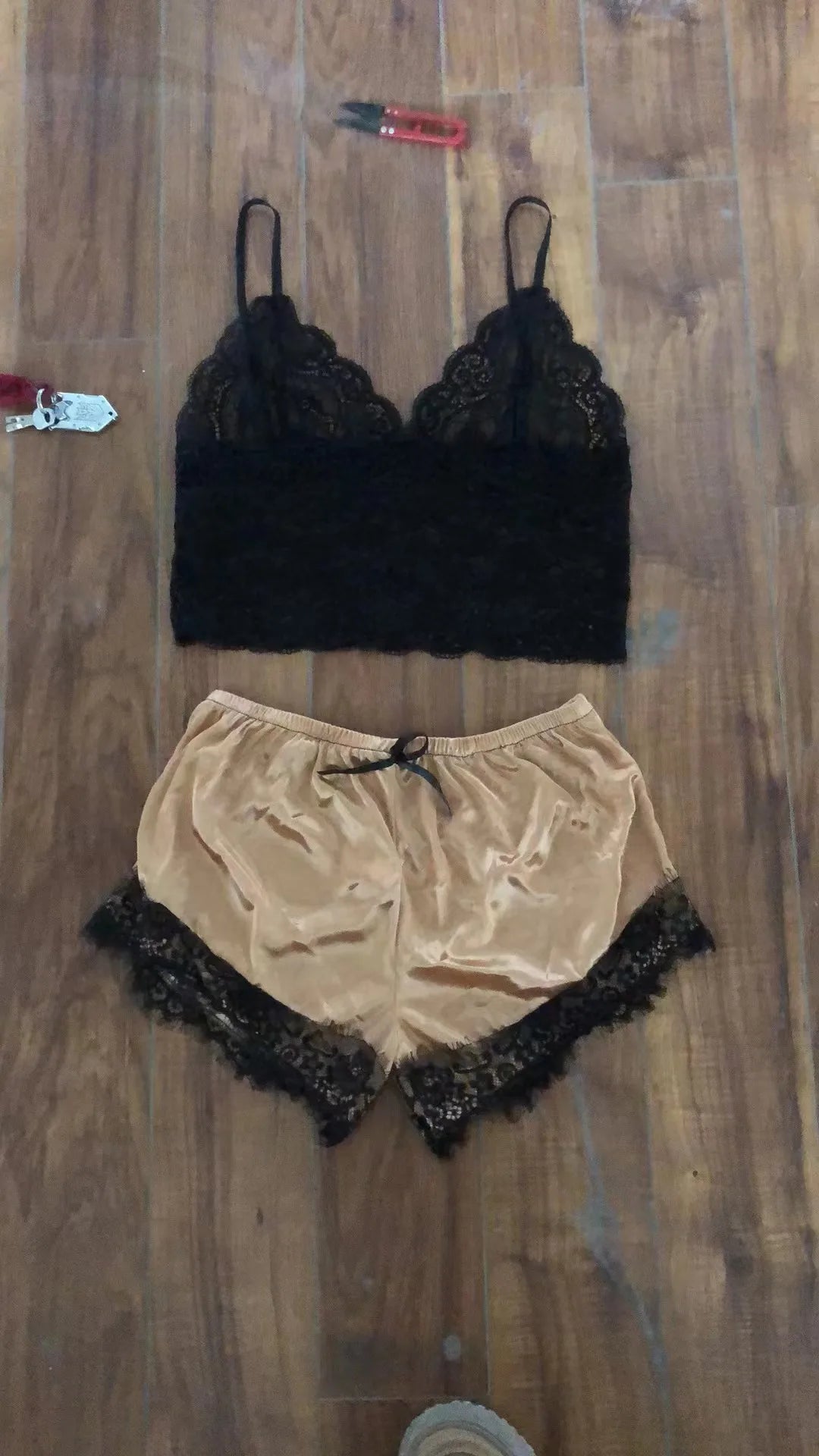 Women Fashion Elegant Pajama Sets Women Lace Silk Sleepwear Sexy Lingerie Crop Tops and Shorts Babydoll Loungewear Pijamas