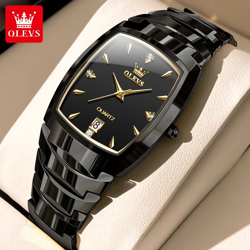 OLEVS 7006 Luxury Brand Couple Quartz Watch Elegant Diamond Date Clock Waterproof Tungsten Steel Band Classic Set Couple Watch
