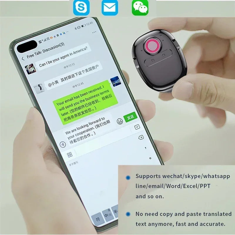 Mini Voice Translator Device Voice toText Real-time Chat Bluetooth Online Translator AI Smart Talkie Multi Language Simultaneous