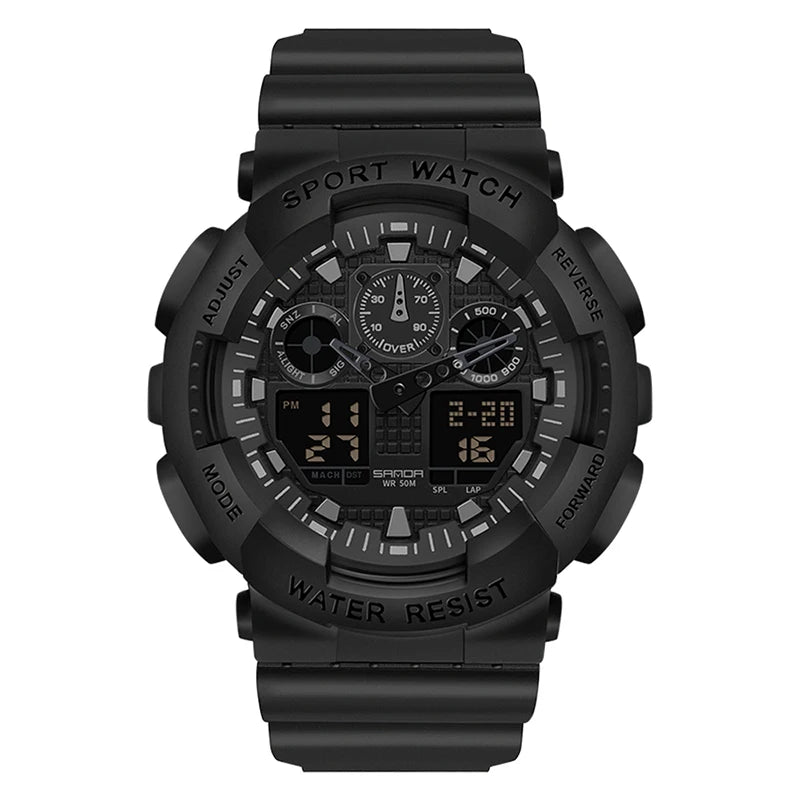 SANDA Multifunctional Sports Watch Waterproof Luminous Dual Movement Quartz Electronic Watch Fashion Couple Watch for Men Women