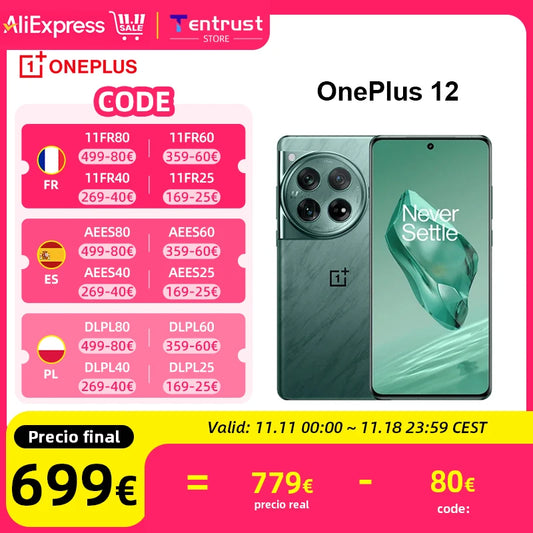 Global Version OnePlus 12 5G Smartphone Snapdragon 8 Gen 3 100W SUPERVOOC 50MP Main Camera 5400mAh Battery 6.82inches Display