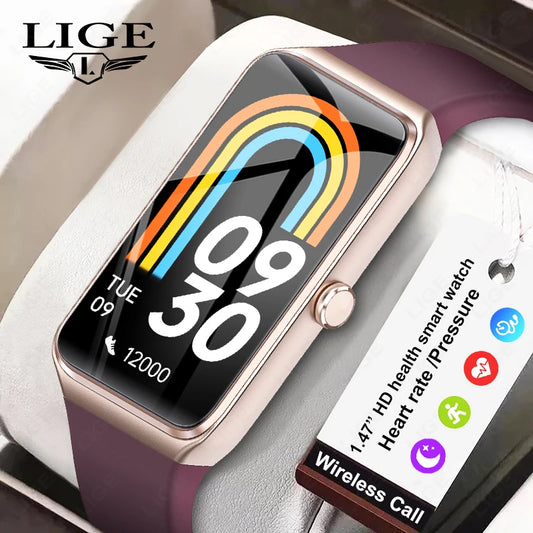 LIGE Smart Watch Women Men Bluetooth Connected Phone Music Fitness Sports Bracelet Sleep Monitor 1.47-inch Man Smartwatch Women