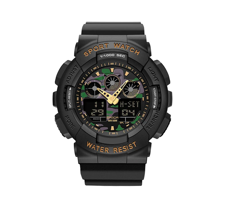 SANDA Multifunctional Sports Watch Waterproof Luminous Dual Movement Quartz Electronic Watch Fashion Couple Watch for Men Women