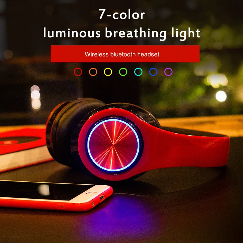 B39 Wireless Headphone Colorful Bluetooth Headset Luminous Card-Inserting Game Music Bass Stereo E-sports Earphone