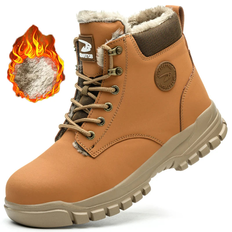 Winter Boots Safety Shoes Men Waterproof Work Boots Steel Toe Shoes Puncture-Proof Indestructible Shoes Protective Boots Men