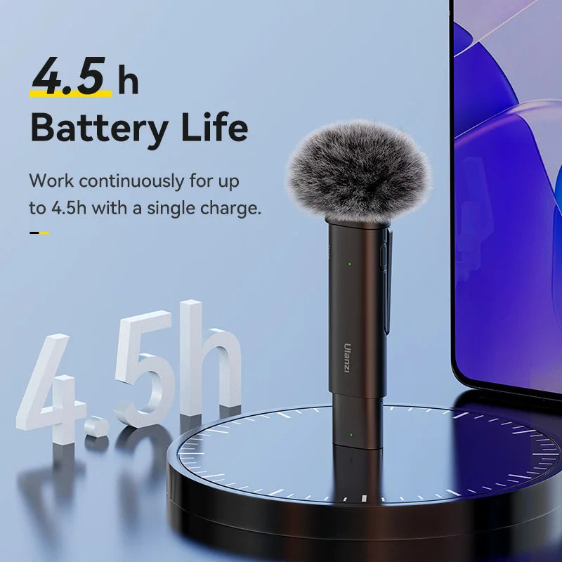 Ulanzi WM-10 Wireles Lavalier Microphone 1 to 1 Mic USB C for Android iPhone with Windproof Sponge For Live Streaming Recording