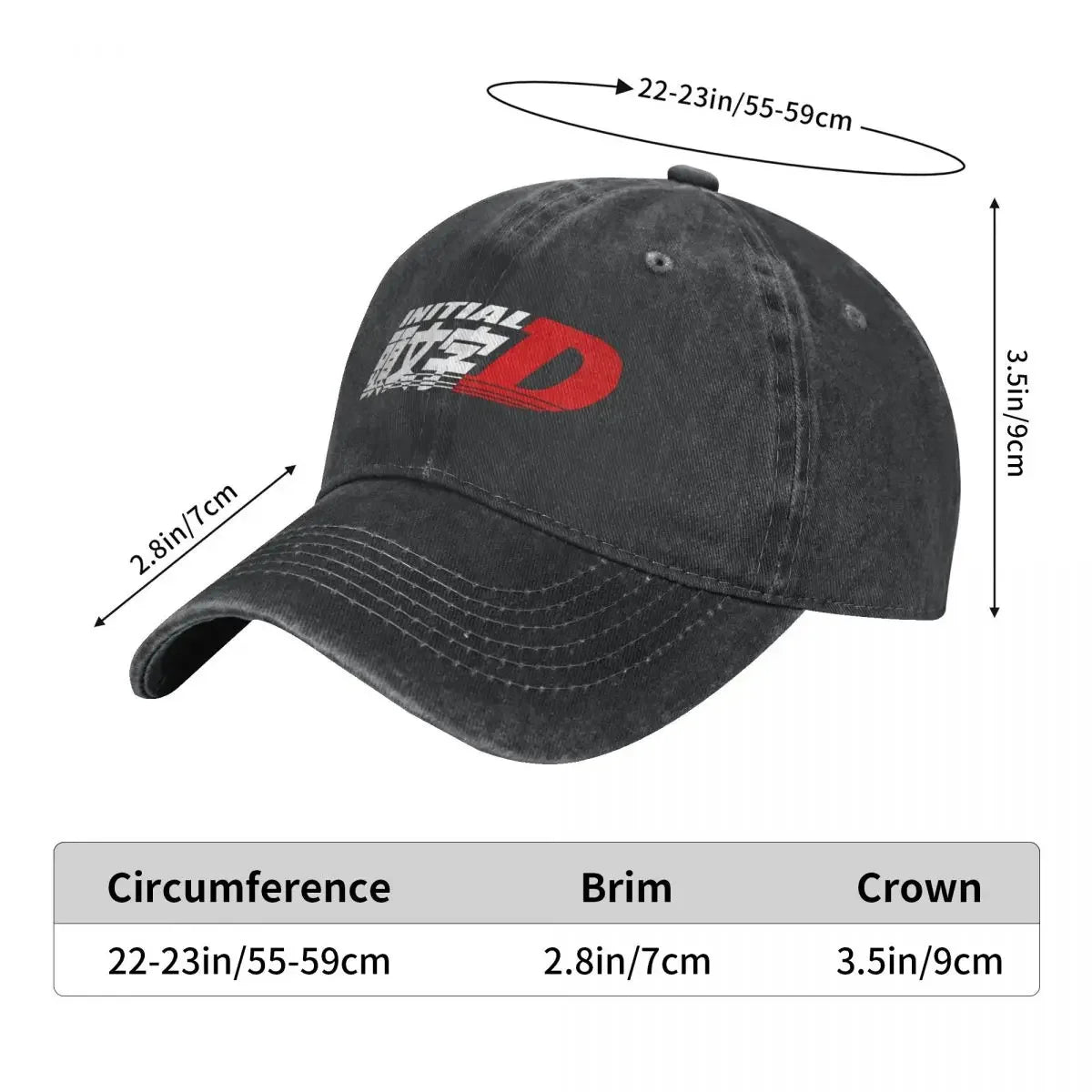 Anime Initial D Logo Spring Summer Cap Dad Baseball Cap Hip Hop Race Racing Hat Denim Outdoor Travel Casquette