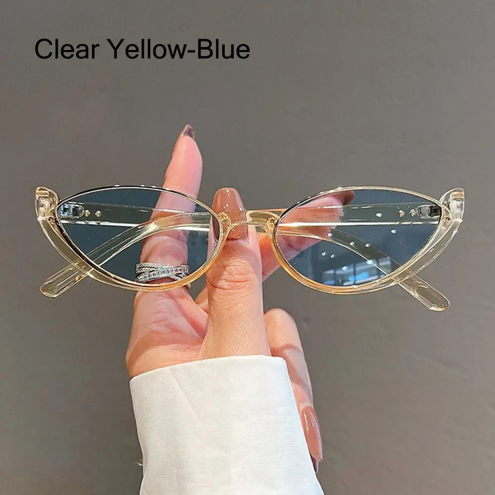 New Retro Small Cat Eye Sunglasses Trendy Half-frame Sun Glasses Women Men Luxury Cycling Eyewear Fashion Vintage Shades