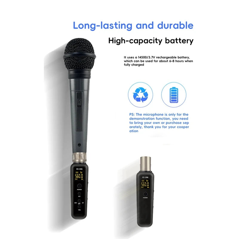 Uhf Wireless Microphone Converter Xlr Transmitter Receiver For Microphone Guitar Transmitter Receiver Adapter Durable 640-690Mhz