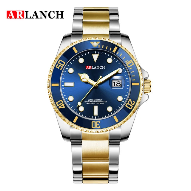 ARLANCH Top Brand Luxury Mens Watches Stainless Steel Business Waterproof Date Quartz Watch Men Fashion Luminous Sport Clock