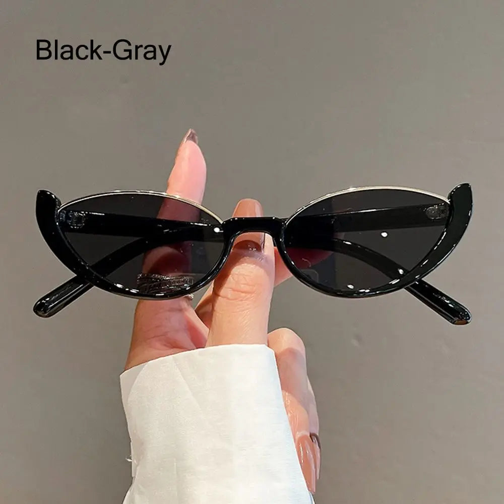 New Retro Small Cat Eye Sunglasses Trendy Half-frame Sun Glasses Women Men Luxury Cycling Eyewear Fashion Vintage Shades