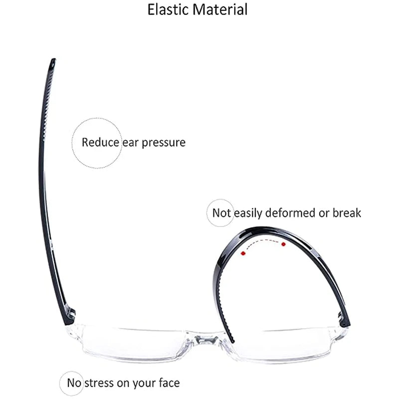 2024 New Men Women Rimless Reading Glasses Anti Blue Light Bifocal Far Near Magnification Eyewear Presbyopic Glasses +100~+400