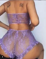 Woman Sexy Lingeries Lace Two Pcs Bra Set Babydoll Panty Underwear Bodysuit Nightwear Women Lace Beauty Back Sexy Underwear Set
