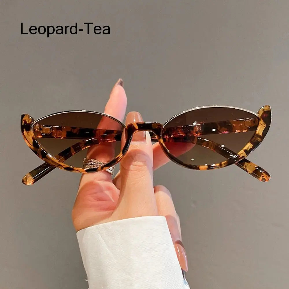 New Retro Small Cat Eye Sunglasses Trendy Half-frame Sun Glasses Women Men Luxury Cycling Eyewear Fashion Vintage Shades
