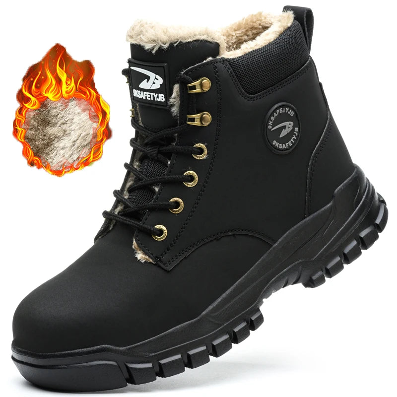 Winter Boots Safety Shoes Men Waterproof Work Boots Steel Toe Shoes Puncture-Proof Indestructible Shoes Protective Boots Men