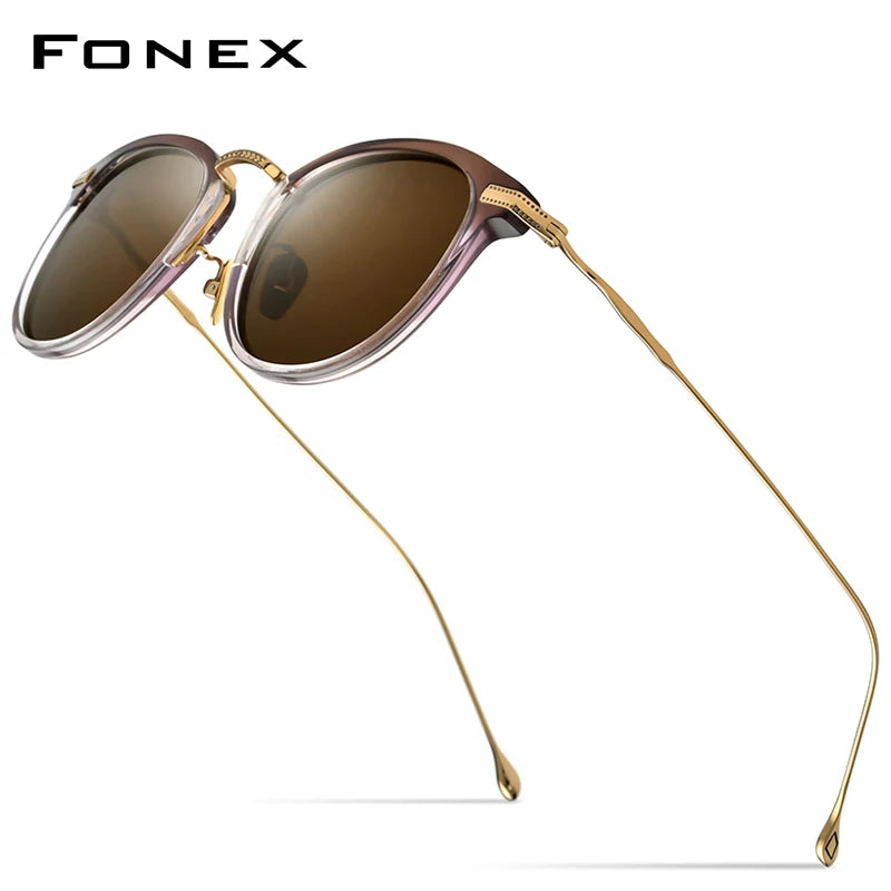 FONEX Titanium Acetate Polarized Sunglasses Men 2021 New Retro Vintage Square UV400 Sun Glasses for Women Shades F85648
