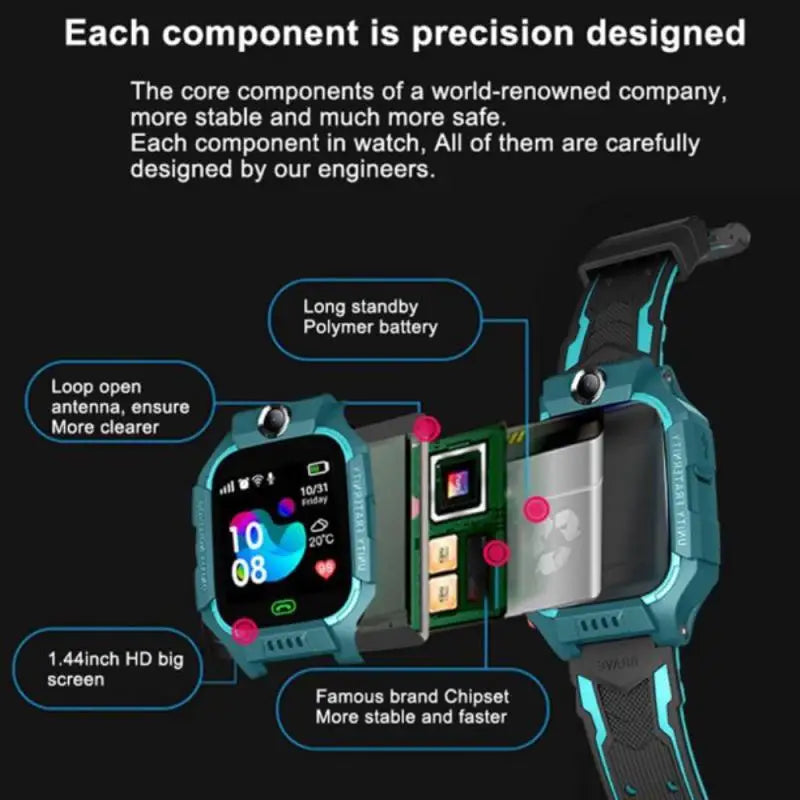 1~6PCS Children's Smart Watch GPS Tracker Phone Call Digital Watch, Sports Smart Watch, Touch Screen Mobile Phone Camera Loss