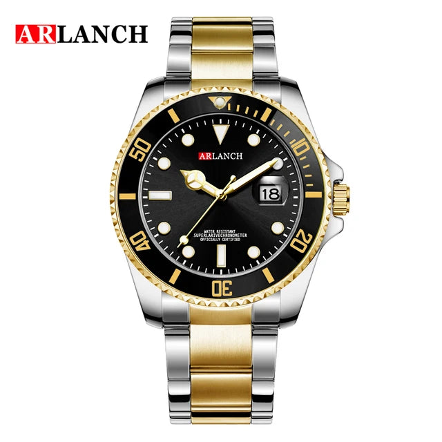 ARLANCH Top Brand Luxury Mens Watches Stainless Steel Business Waterproof Date Quartz Watch Men Fashion Luminous Sport Clock