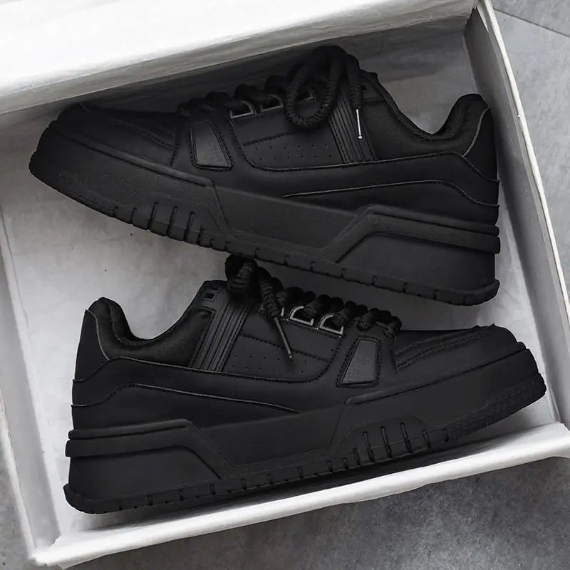 High Quality Men's Sneakers Solid color Fashion Casual Shoes Comfortable Lace Up Platform Shoes Outdoor Walking Vulcanize Shoes