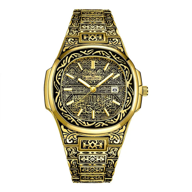 Luxury Mens Watches Quartz Wristwatches Male Clock Embossed Pattern Stainless Steel Watchband Watches relogio masculino women