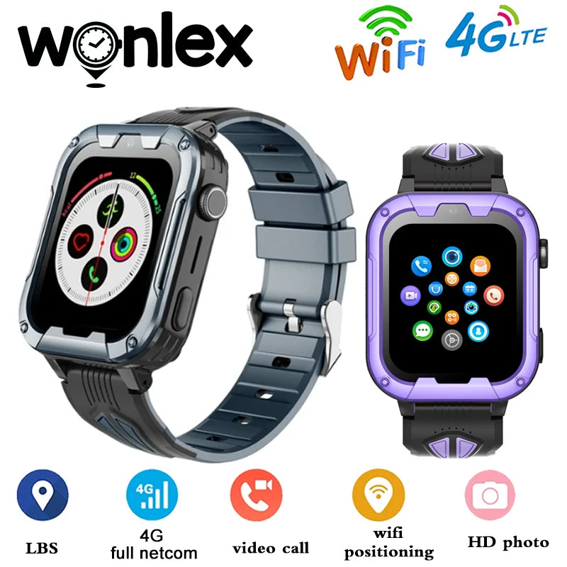 ساعة ذكية للأطفال KT32 من Wonlex تعمل بنظام Android 8.1 GPS مع دردشة على تطبيق WhatsApp وSOS ومكالمة هاتفية ومكالمة فيديو وساعة ذكية للأطفال