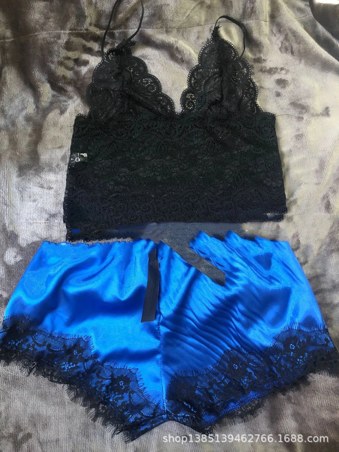 Women Fashion Elegant Pajama Sets Women Lace Silk Sleepwear Sexy Lingerie Crop Tops and Shorts Babydoll Loungewear Pijamas