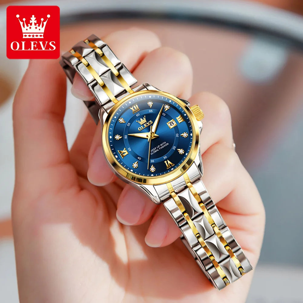 OLEVS Original Luxury Brand Couple Watch Waterproof Romantic Quartz Watch Luminous Fashion Men's and Women's Watches Diamond