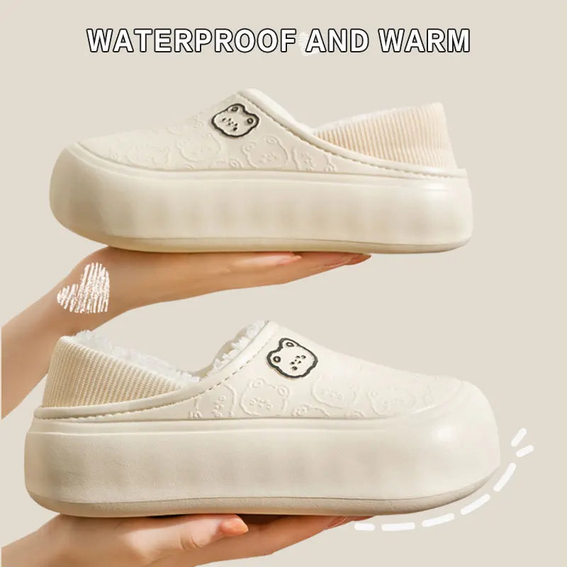 Waterproof cotton slippers for women in winter, new indoor and household anti-skid warm bag with cotton shoes for men