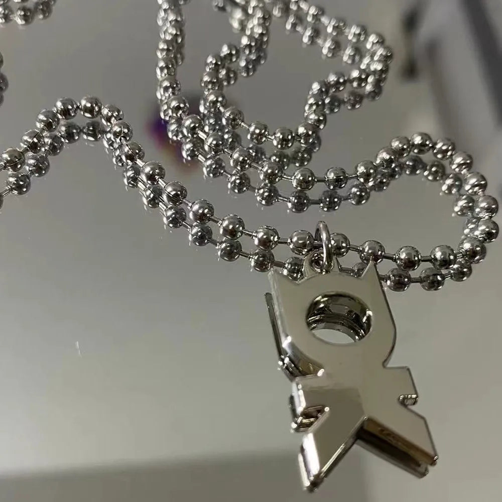 Hip Hop OK Letter Small Pendant Necklace Men's and Women's Fashion Collarbone Chain Hoodie Accessories