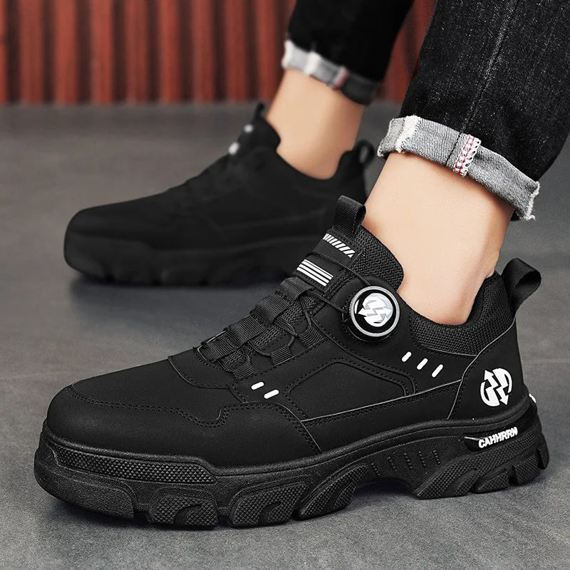 High-quality Mens Casual Sneakers Spring Autumn Men's Boots Trend Rotating Button Casual Shoes for Men's Work Shoes Short Boots