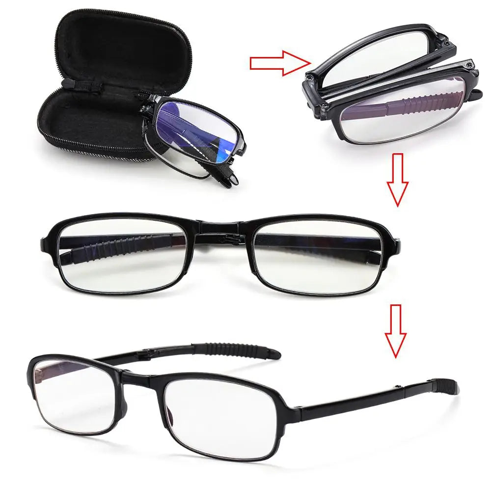 Portable Folding Reading Glasses with Case Women Men Lightweight TR90 Frame Presbyopic Eyeglasses Foldable Hyperopia Eyewear