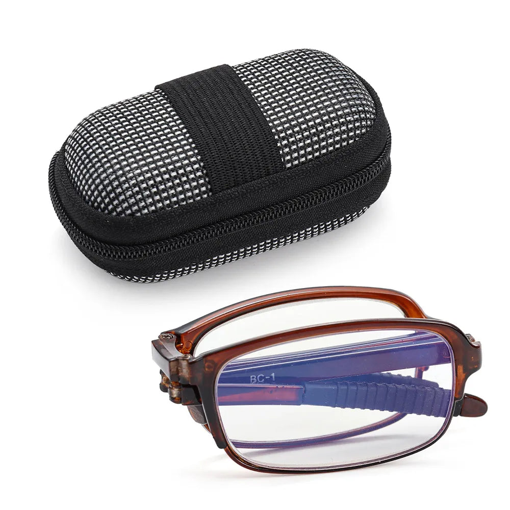 Portable Folding Reading Glasses with Case Women Men Lightweight TR90 Frame Presbyopic Eyeglasses Foldable Hyperopia Eyewear